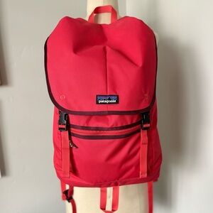 Patagonia bright coral drawstring backpack